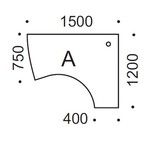 Antri kulmap�yt� 150x120 cm, A
