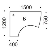 Antri kulmap�yt� 150x120 cm, B