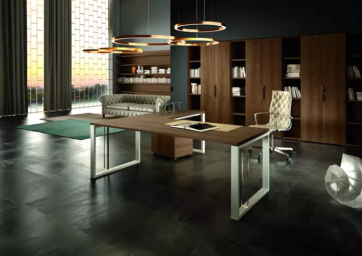 Biquadro kulmapöytä 180x180cm lasipylväs - Johtajanpöydät - D273002GL-273016 - 1