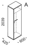 SERIE vaatekaappi 60x42x204, A - Vaatekaapit - SE3521MSA - 2