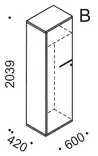 SERIE vaatekaappi 60x42x204, B - Vaatekaapit - SE3521MSB - 2